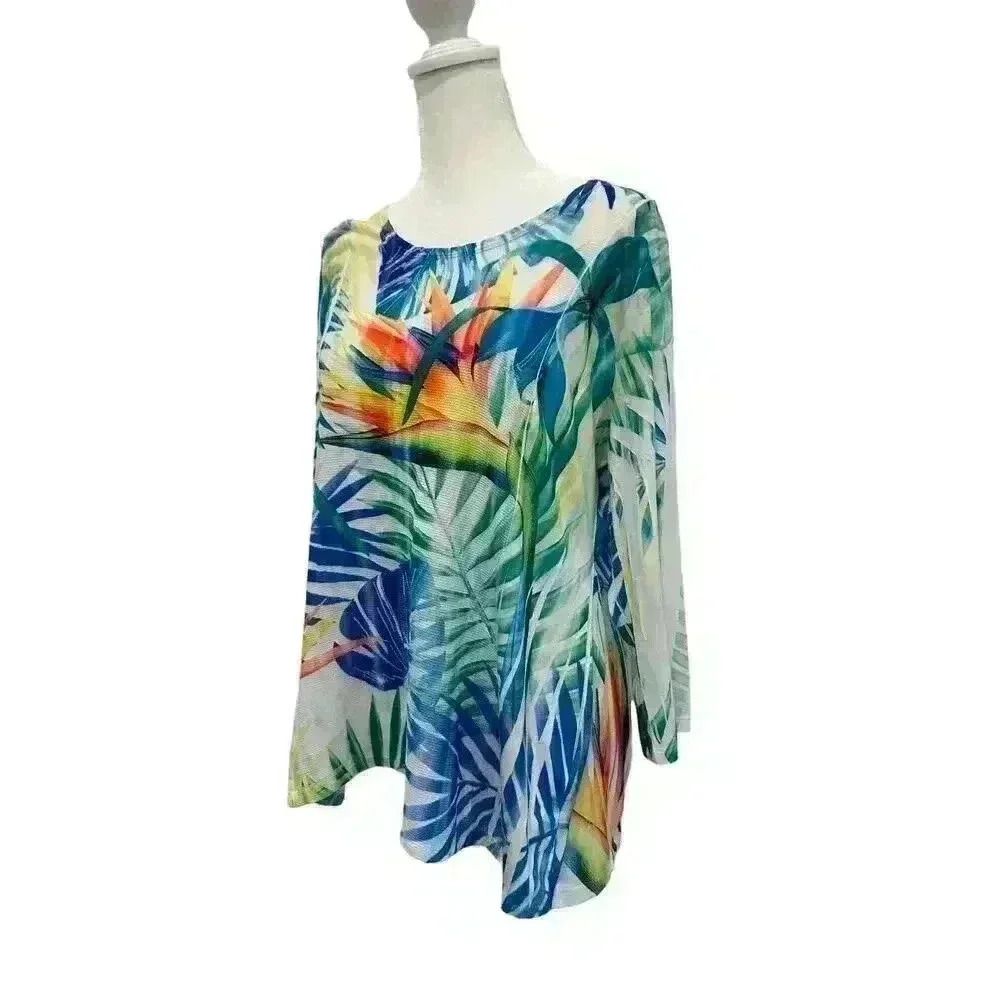Impulse California Women's Tropical Raglan Sleeve Tunic Size M